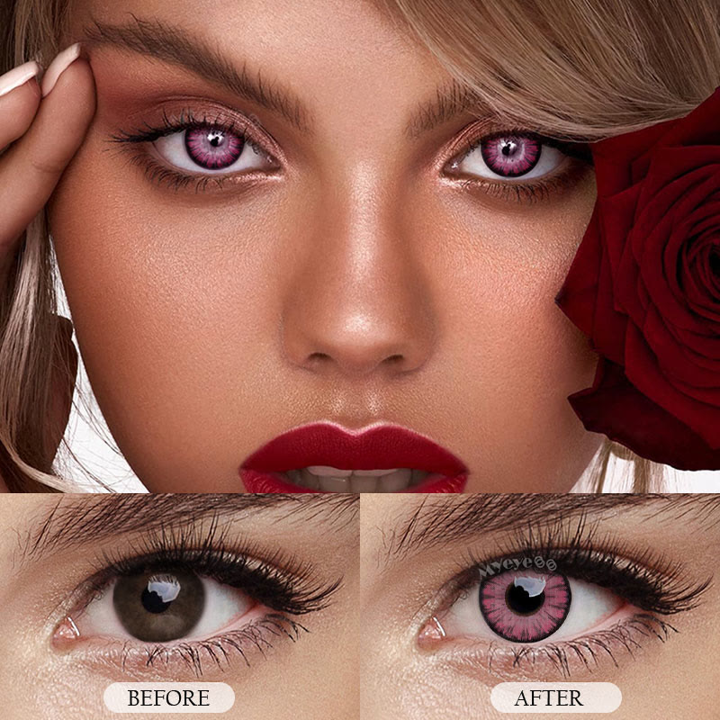 MYEYEBB Miracle Times Rose Red Prescription Cosplay Colored Contact Lenses - image 5