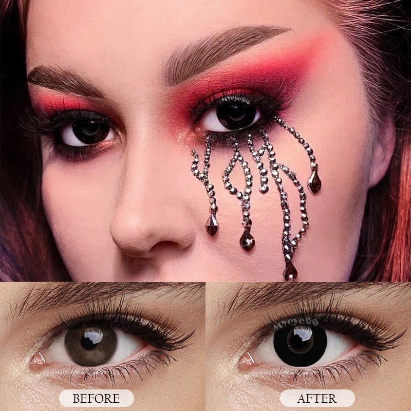 MYEYEBB Black Block Prescription Cosplay Colored Contact Lenses