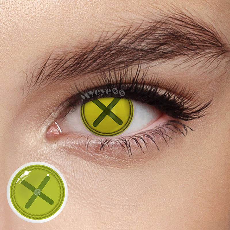 MYEYEBB Blind Button Eye Green Cosplay Colored Contact Lenses-MYEYEBB