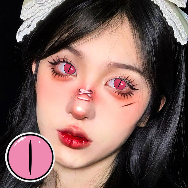 MYEYEBB Blind Kamado Nezuko Rose Cosplay Colored Contact Lenses-MYEYEBB