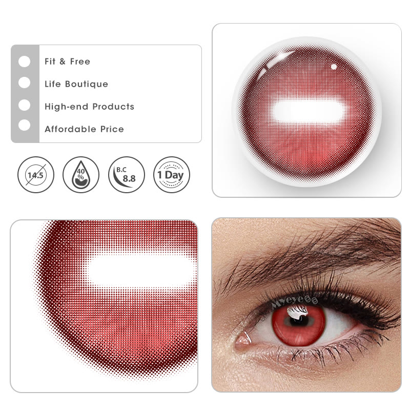 MYEYEBB Goat Eye Red Cosplay Colored Contact Lenses | 1 Day-4 Pcs - image 6