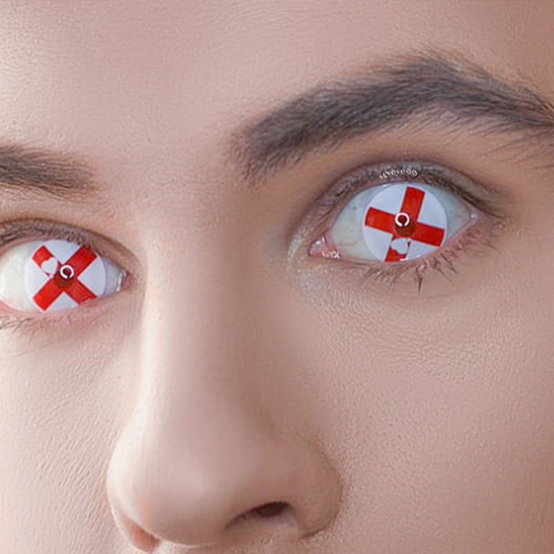 MYEYEBB Blind Red Cross Cosplay Colored Contact Lenses-MYEYEBB