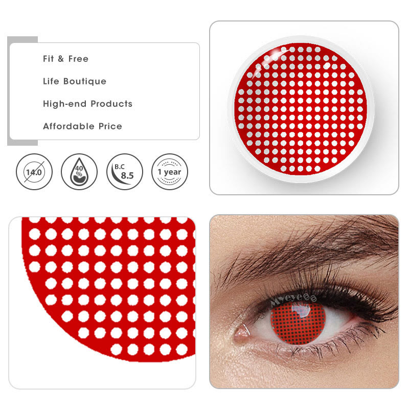 MYEYEBB Blind Red Mesh Cosplay Colored Contact Lenses-MYEYEBB