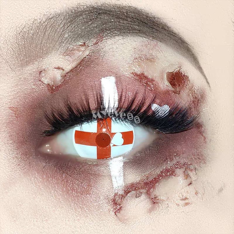 MYEYEBB Blind Red Cross Cosplay Colored Contact Lenses-MYEYEBB
