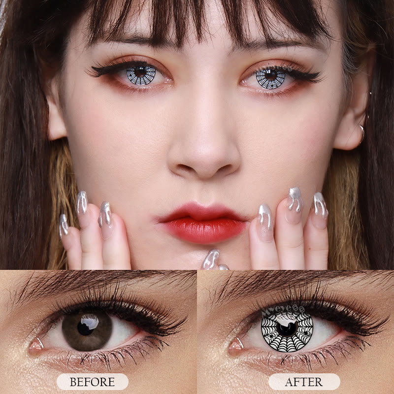MYEYEBB Spider Web White Cosplay Colored Contact Lenses -MYEYEBB