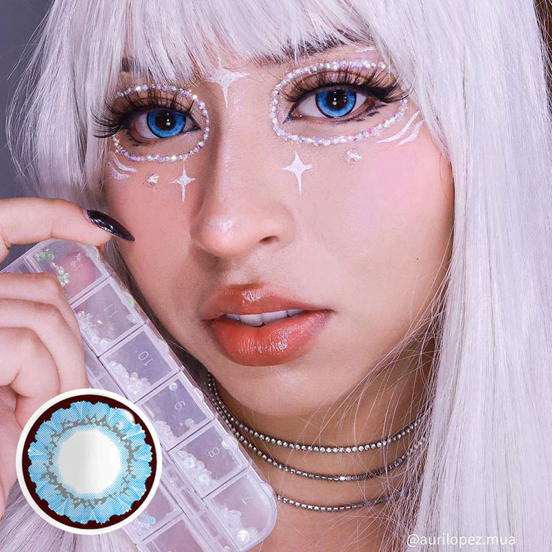 MYEYEBB Sunflower Blue Prescription Cosplay Colored Contact Lenses-MYEYEBB