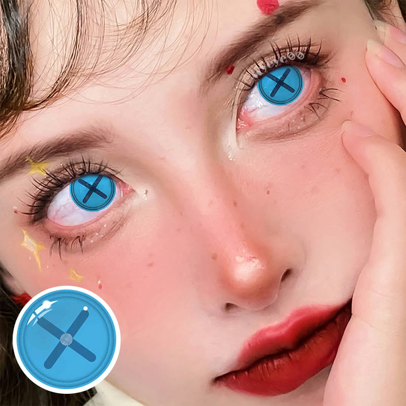 MYEYEBB Blind Button Eye Blue Cosplay Colored Contact Lenses-MYEYEBB