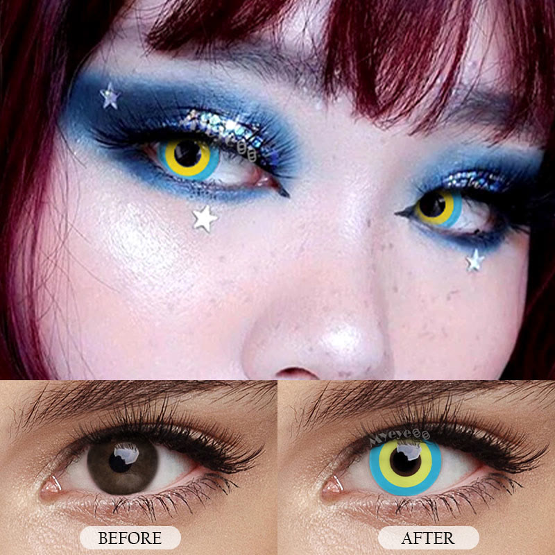 MYEYEBB Block Blue & Yellow Prescription Cosplay Colored Contact Lenses-MYEYEBB
