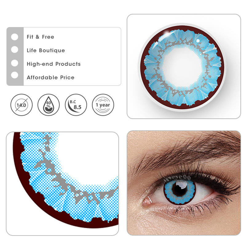 MYEYEBB Sunflower Blue Prescription Cosplay Colored Contact Lenses-MYEYEBB