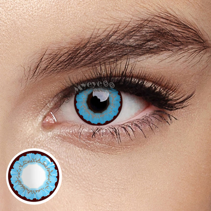 MYEYEBB Sunflower Blue Prescription Cosplay Colored Contact Lenses-MYEYEBB