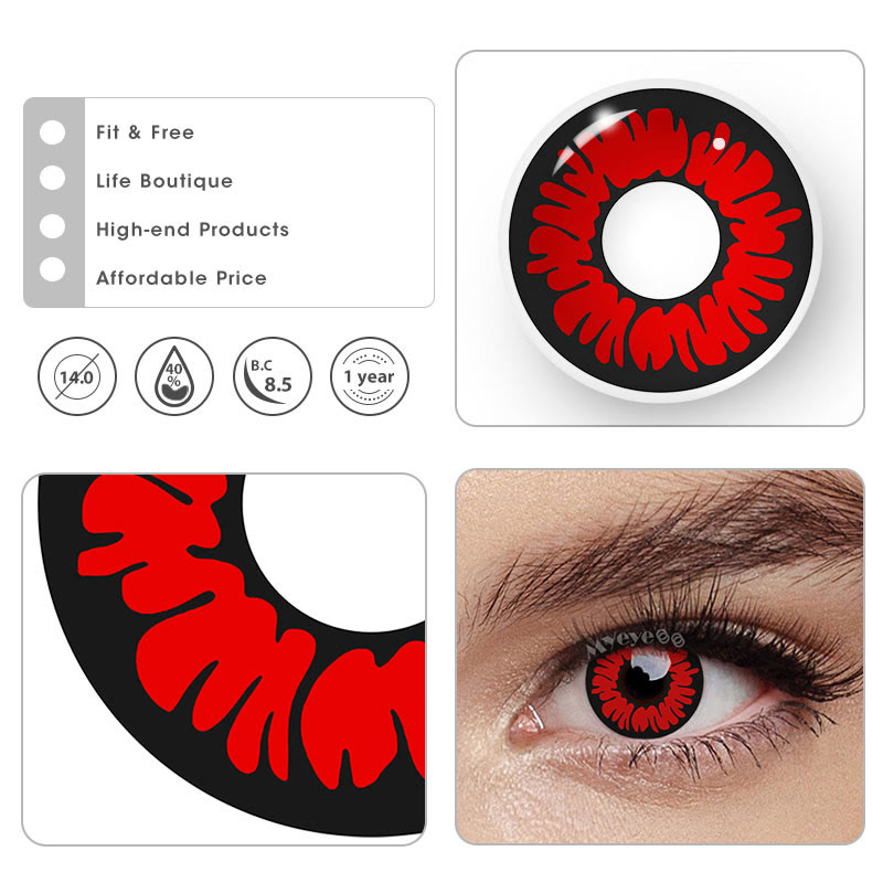 MYEYEBB Peony Red Prescription Cosplay Colored Contact Lenses  - image 6
