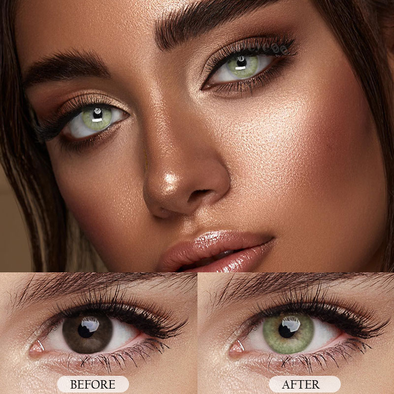 MYEYEBB Aurora Yellow Green Prescription Colored Contact Lenses - image 7