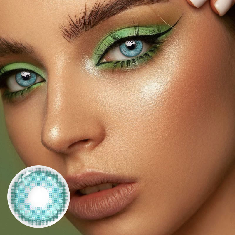 MYEYEBB Magic Coral Cyan Green Prescription Colored Contact Lenses