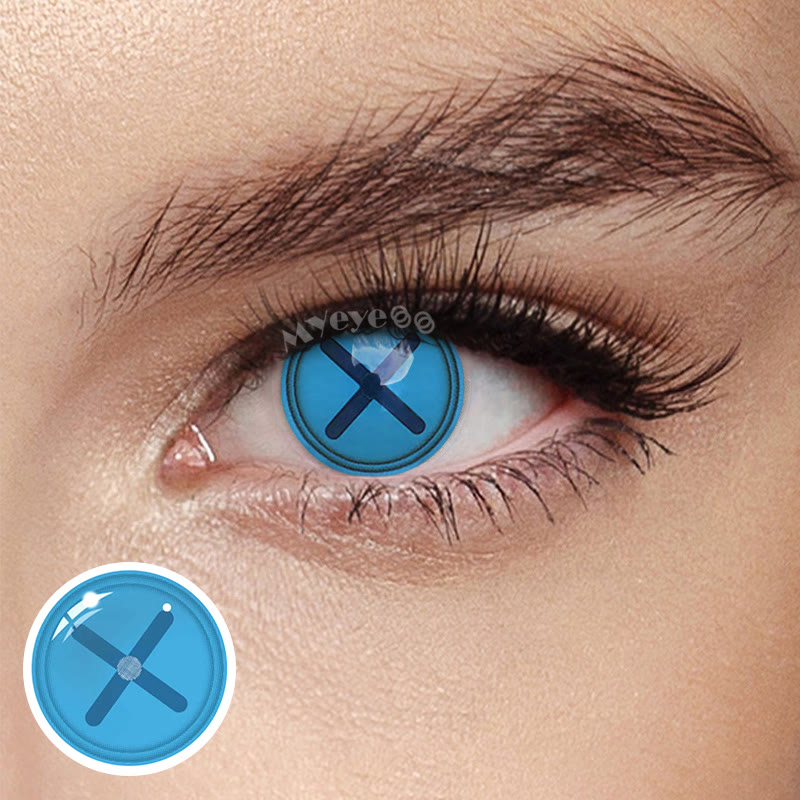 MYEYEBB Blind Button Eye Blue Cosplay Colored Contact Lenses-MYEYEBB