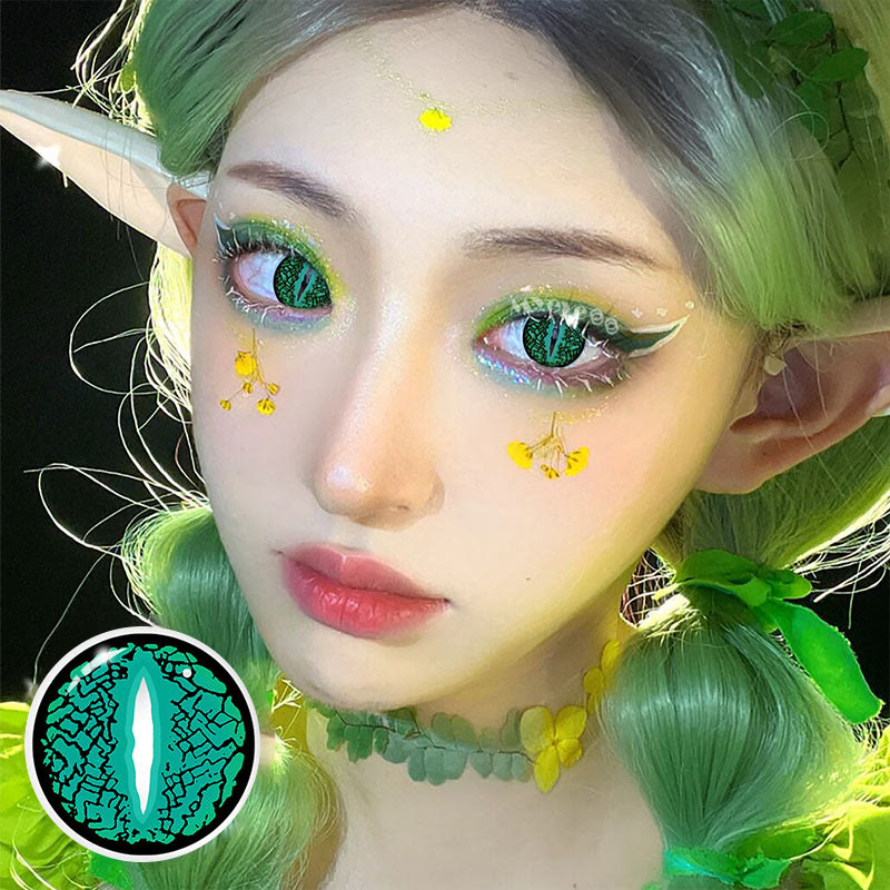 MYEYEBB Blind Lizard Eye Green Cosplay Colored Contact Lenses - image 3
