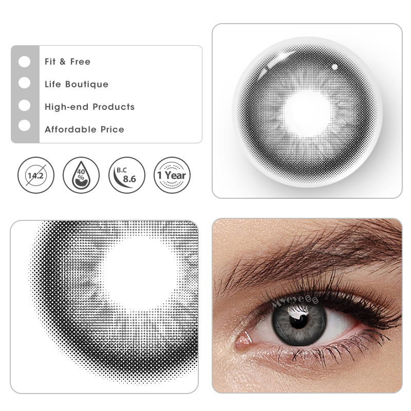 MYEYEBB Unspoken Mirage Grey Black Prescription Colored Contact Lenses - image 4