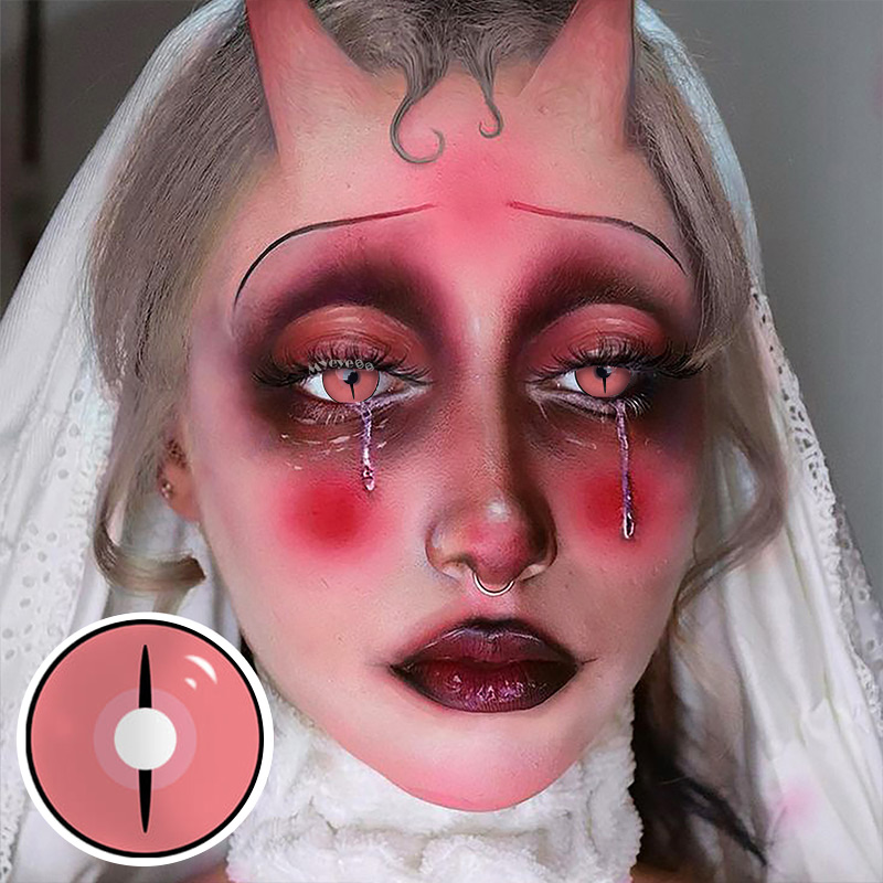 MYEYEBB Blind Kamado Nezuko Ghost Prescription Cosplay Colored Contact Lenses  - image 9