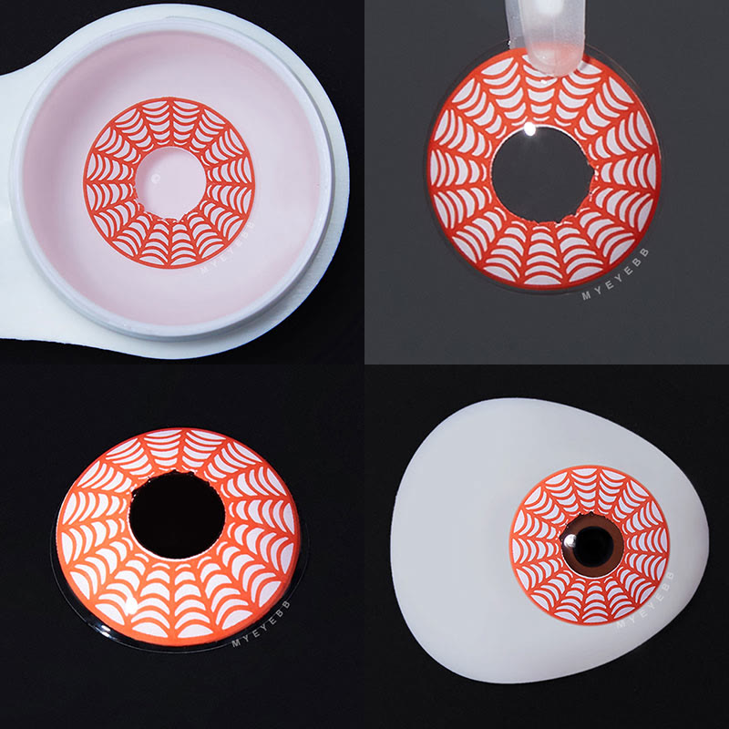 MYEYEBB Spider Web Red Prescription Cosplay Colored Contact Lenses -MYEYEBB
