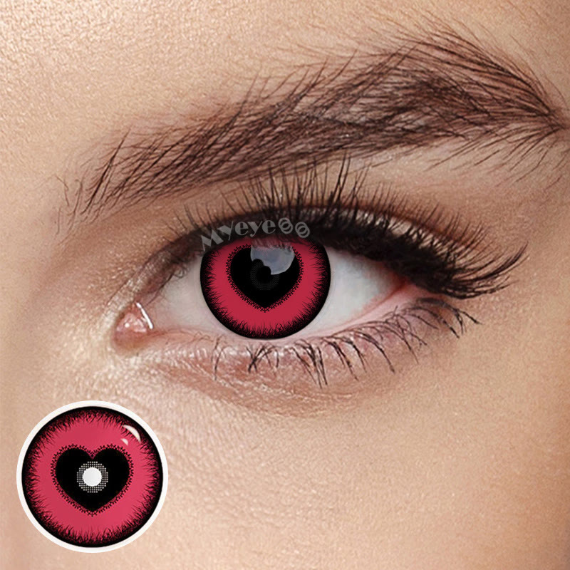 MYEYEBB Blind Anime Yandere Pink Prescription Cosplay Colored Contact Lenses -MYEYEBB