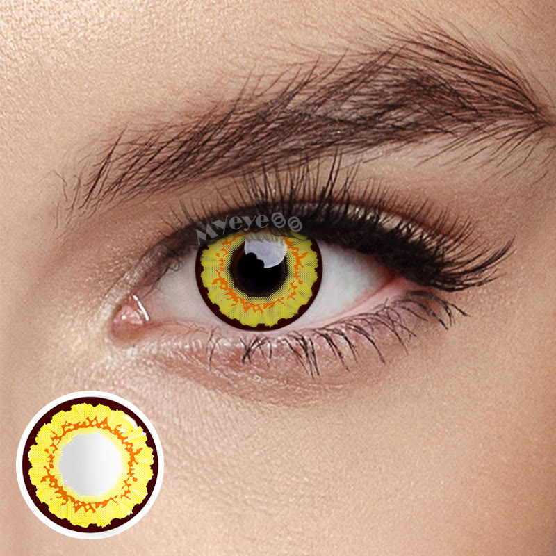 MYEYEBB Sunflower Yellow Brown Prescription Cosplay Colored Contact Lenses-MYEYEBB