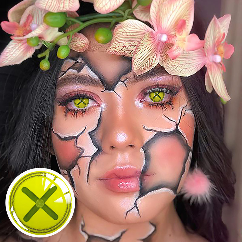 MYEYEBB Blind Button Eye Green Cosplay Colored Contact Lenses-MYEYEBB