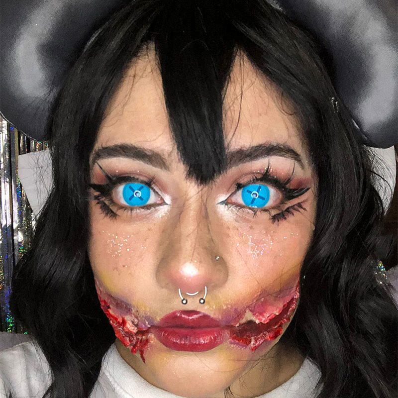 MYEYEBB Blind Button Eye Blue Cosplay Colored Contact Lenses-MYEYEBB