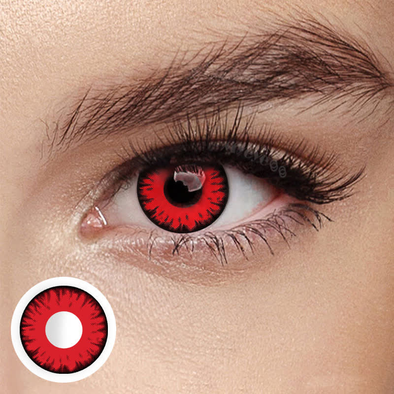MYEYEBB Miracle Times Red Prescription Cosplay Colored Contact Lenses -MYEYEBB