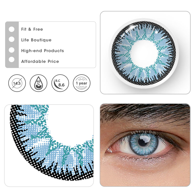MYEYEBB Wild Nature Blue Prescription Men Colored Contact Lenses - image 5