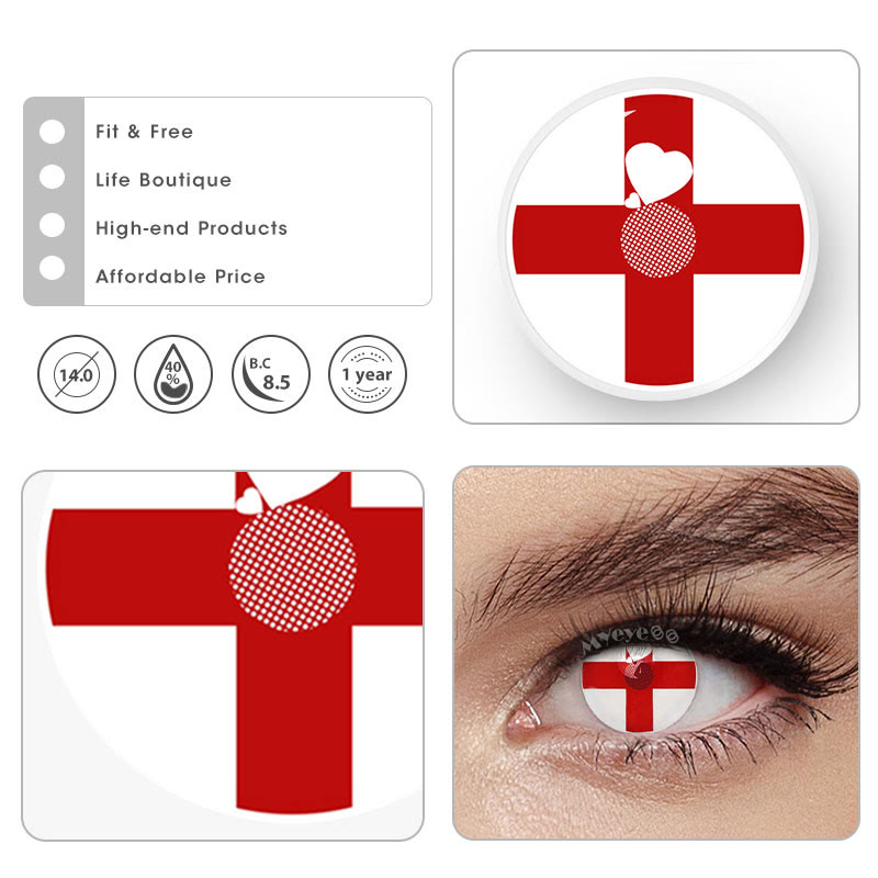 MYEYEBB Blind Red Cross Cosplay Colored Contact Lenses-MYEYEBB