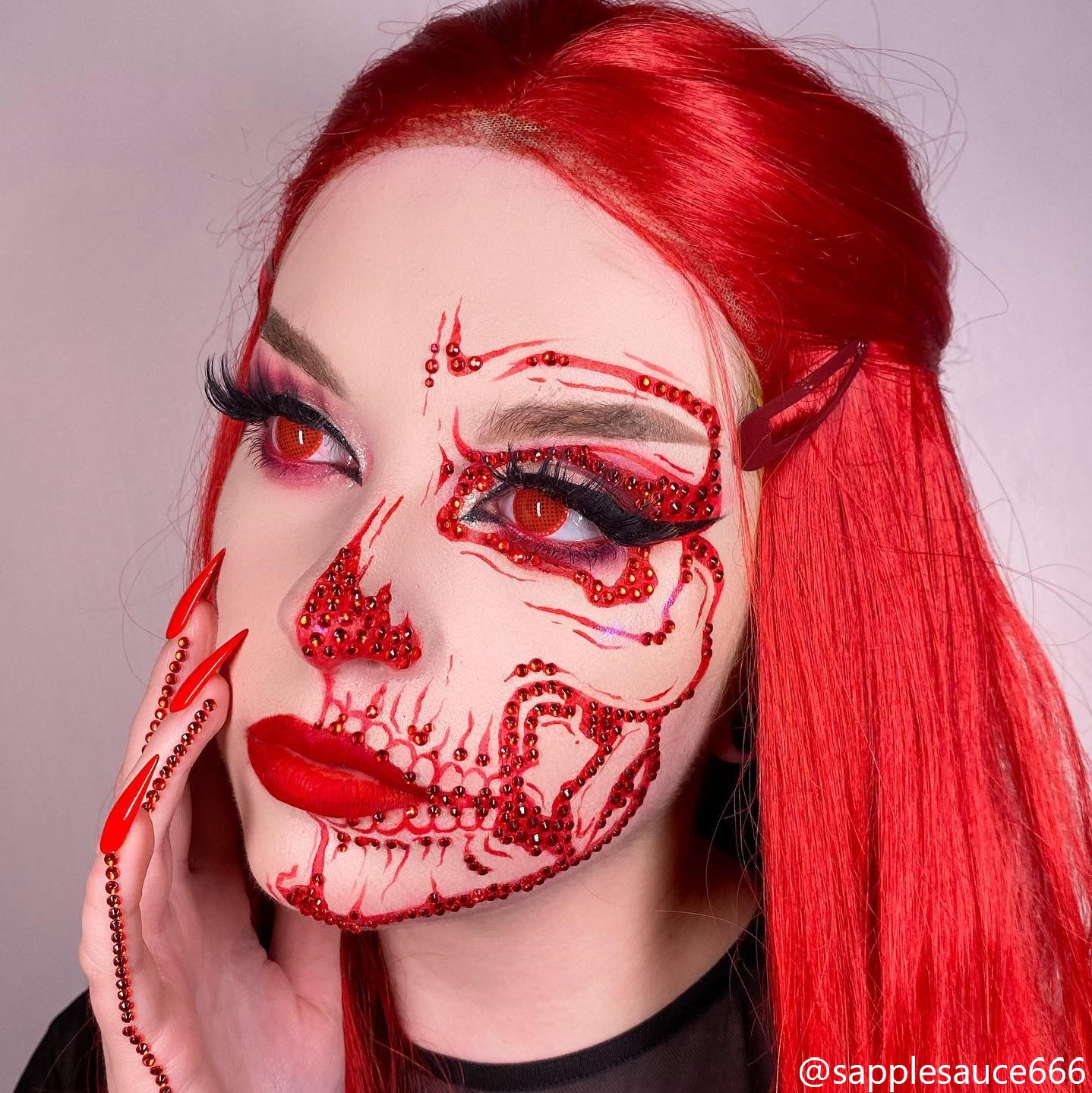 MYEYEBB Blind Red Mesh Cosplay Colored Contact Lenses-MYEYEBB