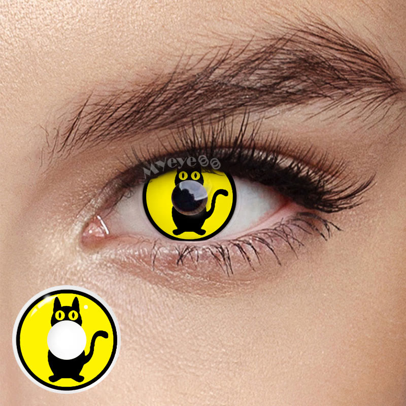 MYEYEBB Yellow Cat Prescription Cosplay Colored Contact Lenses -MYEYEBB