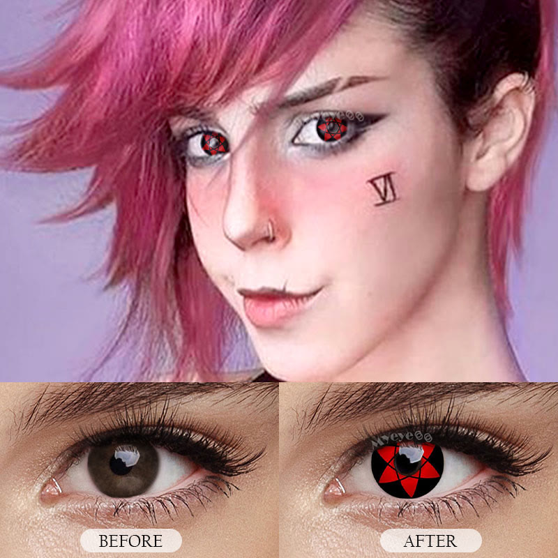 MYEYEBB Sasuke Mangekyou Sharingan Narut Cosplay Colored Contact Lenses-MYEYEBB