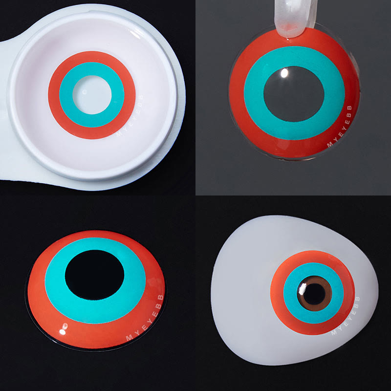 MYEYEBB Block Red & Green Prescription Cosplay Colored Contact Lenses-MYEYEBB