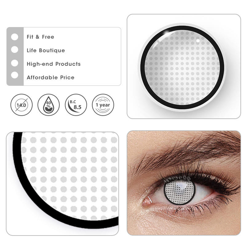 MYEYEBB Blind White Manson Mesh Prescription Cosplay Colored Contact Lenses - image 14