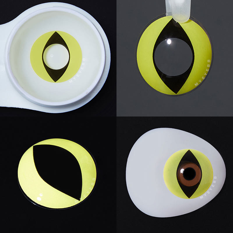 MYEYEBB Yellow Cat Eyes Prescription Cosplay Colored Contact Lenses - image 4