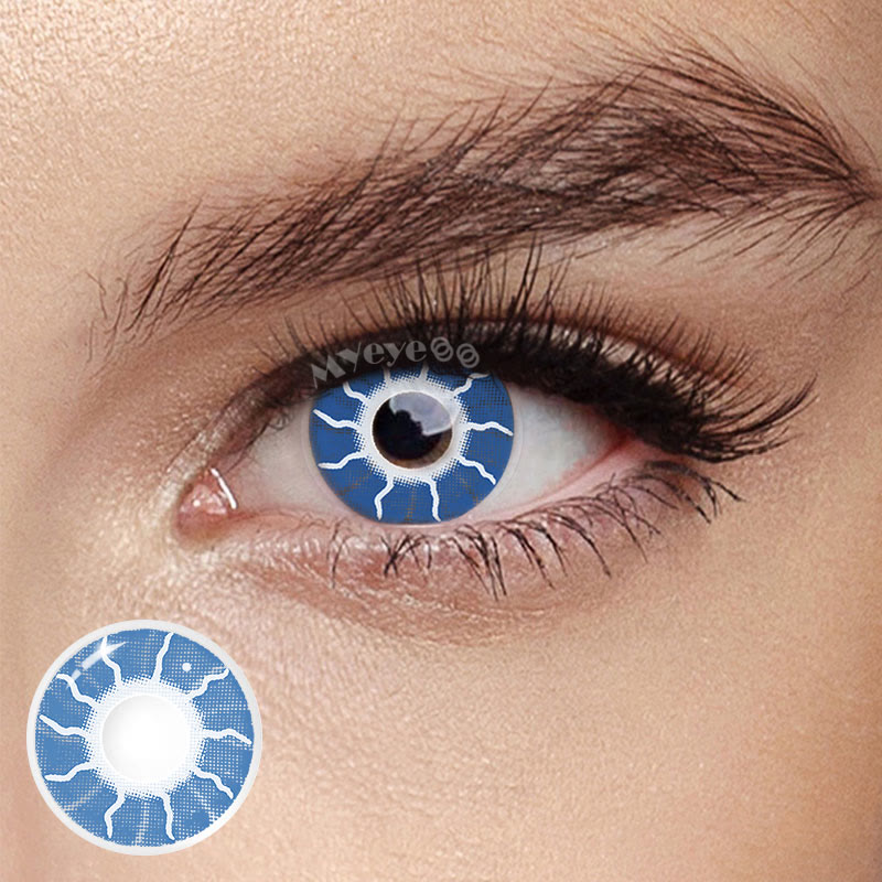MYEYEBB Flash Blue Prescription Cosplay Colored Contact Lenses -MYEYEBB