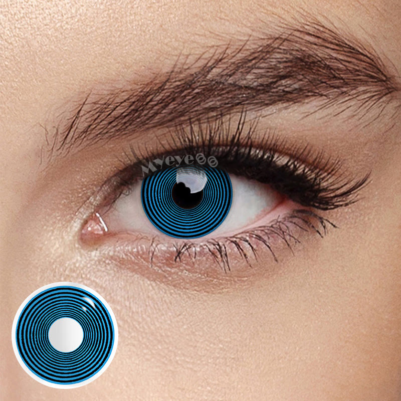 MYEYEBB Blue Swirl Prescription Cosplay Colored Contact Lenses -MYEYEBB