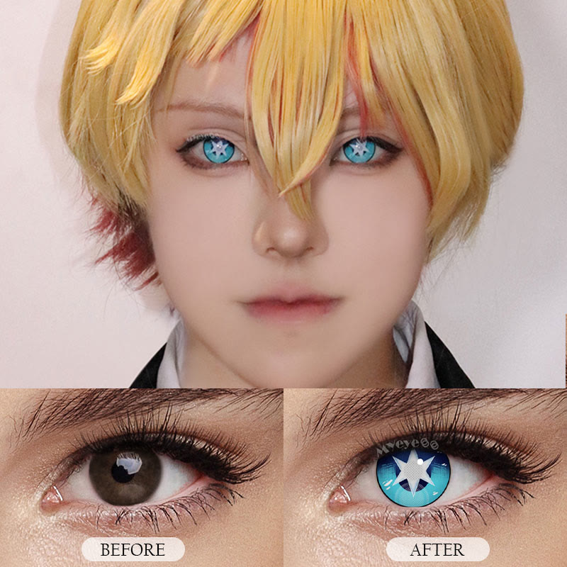 MYEYEBB Blind Aqua Hoshino Blue Cosplay Colored Contact Lenses-MYEYEBB