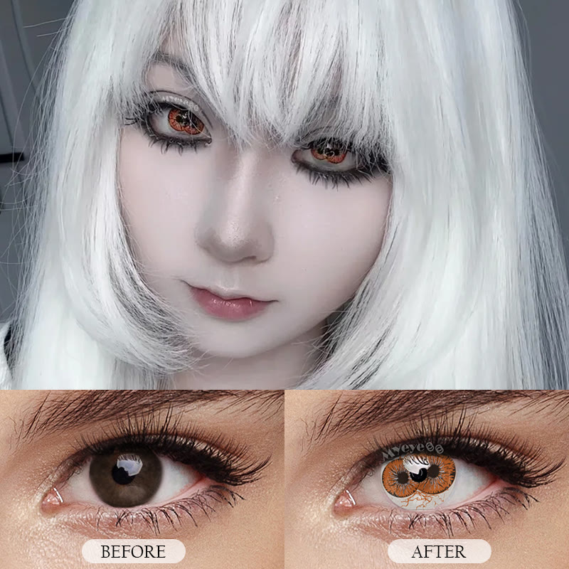 MYEYEBB Twin Hex Gold Brown Cosplay Colored Contact Lenses - image 4