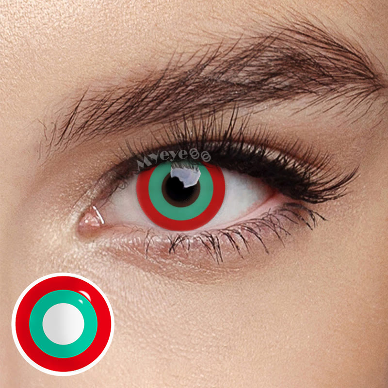 MYEYEBB Block Red & Green Prescription Cosplay Colored Contact Lenses-MYEYEBB