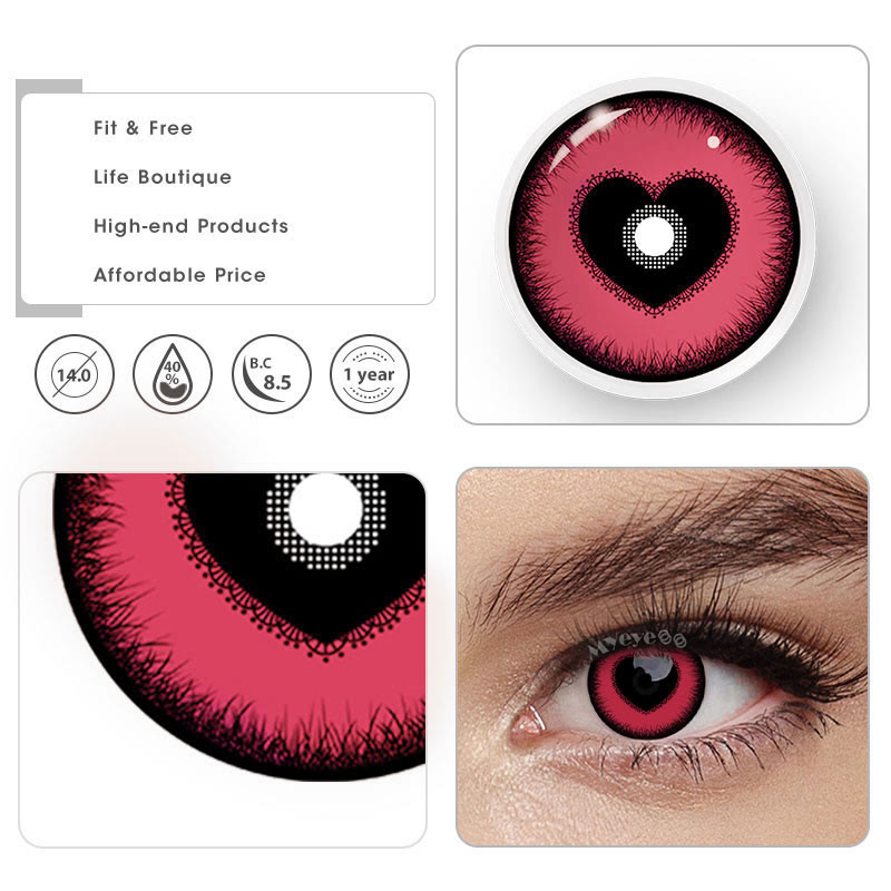 MYEYEBB Blind Anime Yandere Pink Prescription Cosplay Colored Contact Lenses -MYEYEBB