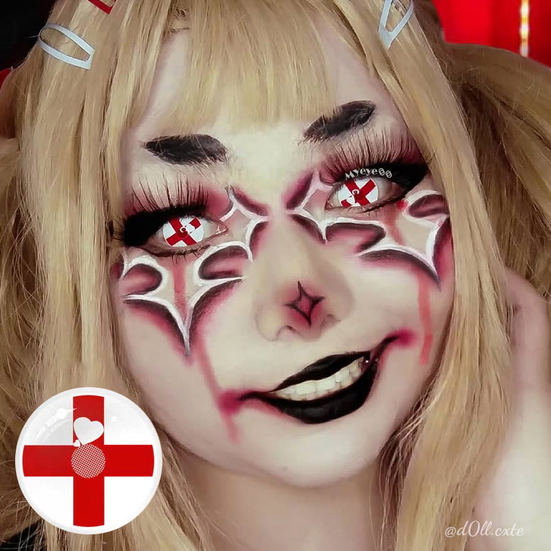 MYEYEBB Blind Red Cross Cosplay Colored Contact Lenses-MYEYEBB