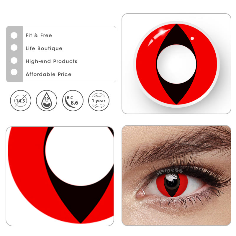 MYEYEBB Red Cat Eyes Cosplay Colored Contact Lenses-MYEYEBB