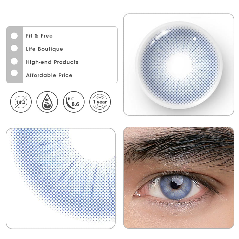 MYEYEBB Rome Times Blue Prescription Men Colored Contact Lenses - image 8