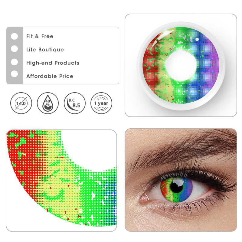 MYEYEBB Pride Day Multi Rainbow Prescription Cosplay Colored Contact Lenses-MYEYEBB