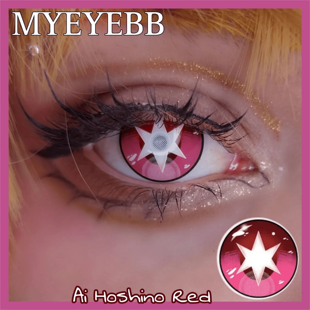 MYEYEBB Blind Ai Hoshino Red Cosplay Colored Contact Lenses-MYEYEBB