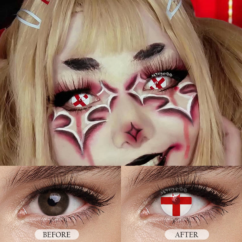 MYEYEBB Blind Red Cross Cosplay Colored Contact Lenses-MYEYEBB
