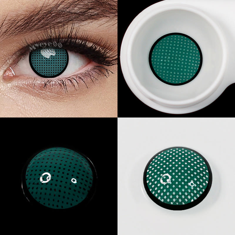 MYEYEBB Blind Dark Green Manson Mesh Prescription Cosplay Colored Contact Lenses -MYEYEBB