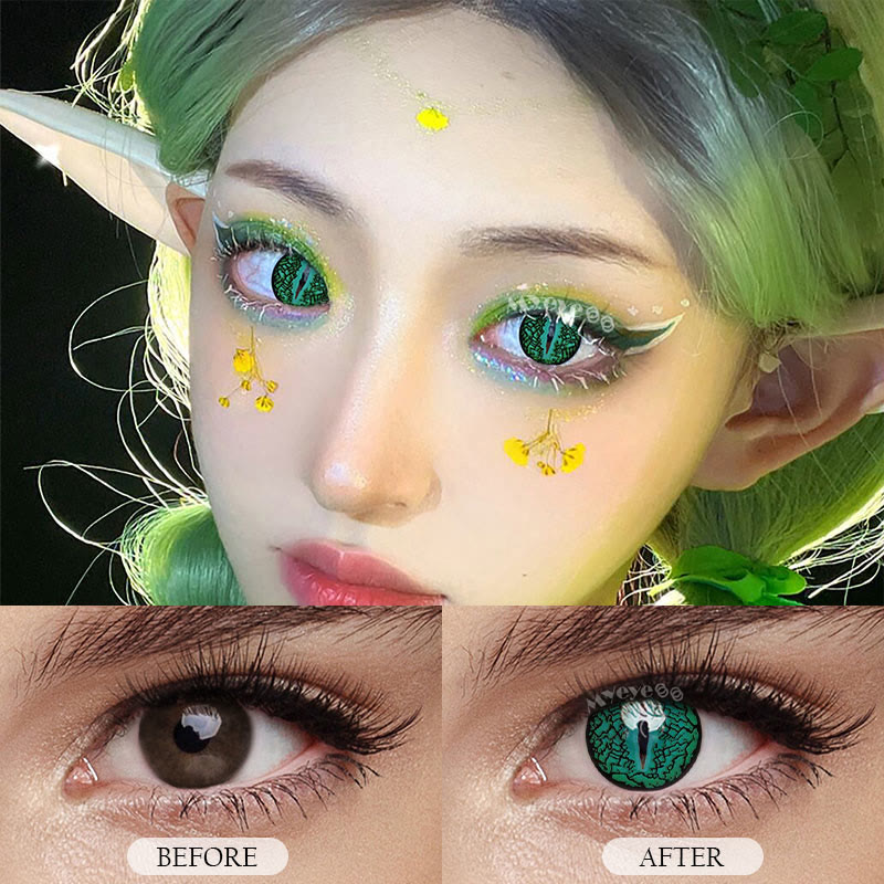 MYEYEBB Blind Lizard Eye Green Cosplay Colored Contact Lenses - image 6