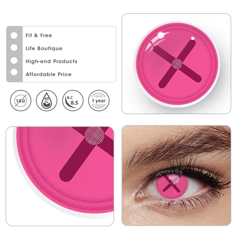 MYEYEBB Blind Button Eye Pink Cosplay Colored Contact Lenses-MYEYEBB